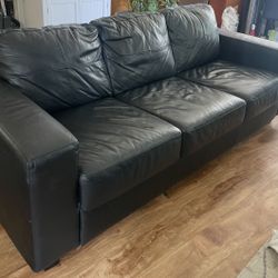 Black Leather 3 Seat Couch