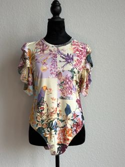 Floral Ruffle Sleeve Bodysuit Top