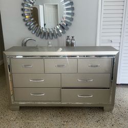 Platinum Silver Dresser Multiple Drawers
