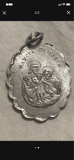 Vintage Catholic Religious Holy Medal - Sancta Trinitas / Sancta Familia