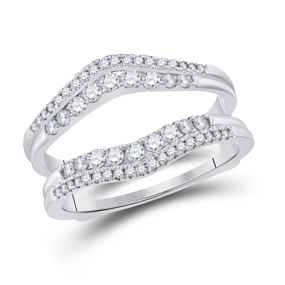 Saris and Things 14kt White Gold Womens Round Diamond Wrap Ring Guard Enhancer 1/2 Cttw