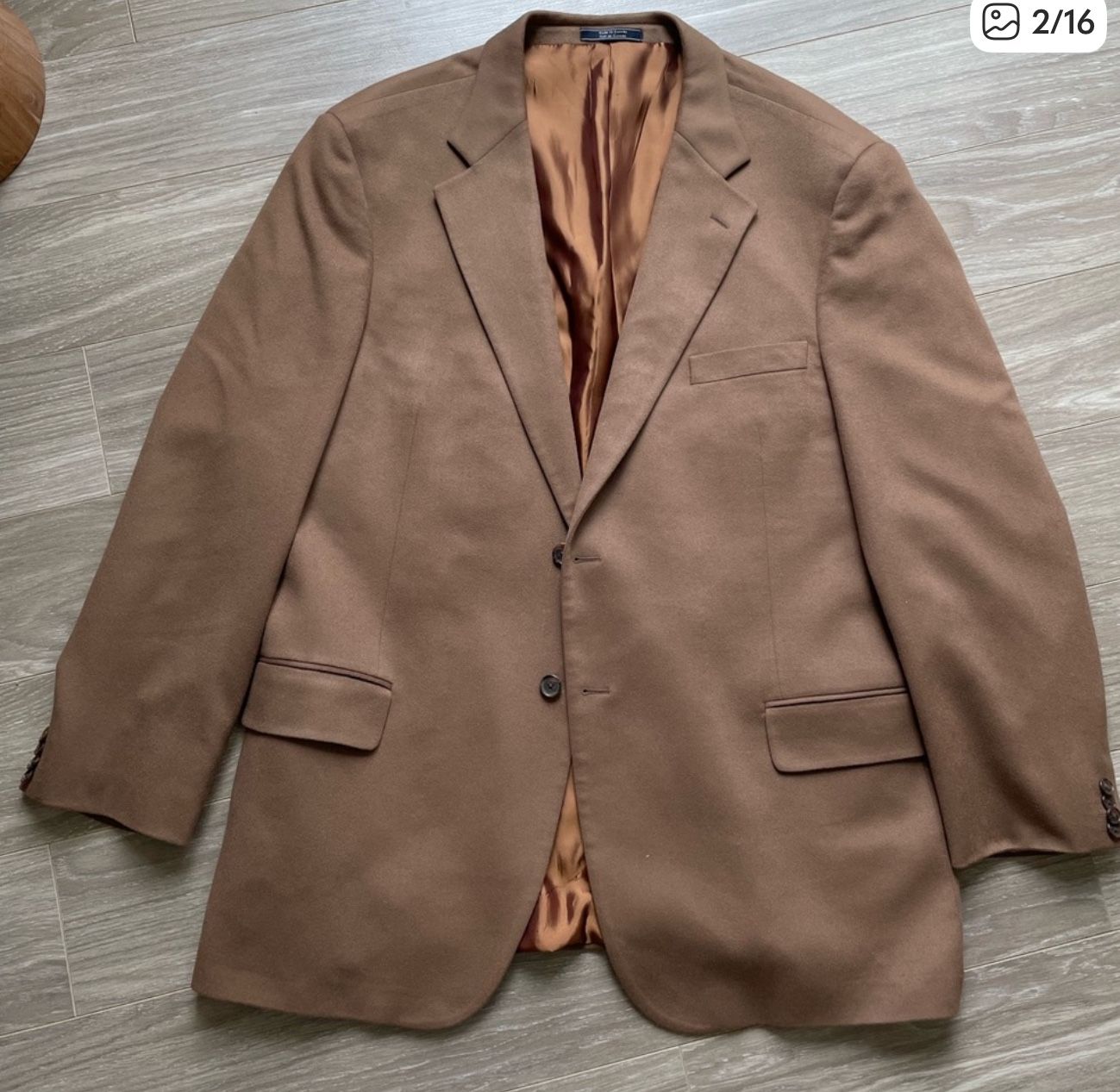 Arnold Brant Loro Piana 100% Cashmere Jacket Coat in Camel Tan Sz 51L EUC