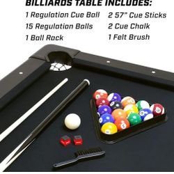Full set of Balls, 2 Cue Sticks, Chalk and Felt Brush
