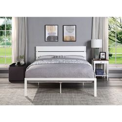 Queen Metal Platform Bed White