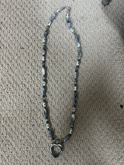 Oval Gray Marble Beads Neclace 🖤🩶15inch