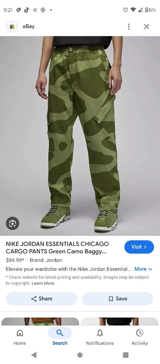 Jordan Camo Cargo Pants XXXL Like New
