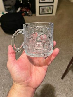 vintage 1995 McDonald's Batman Forever The Riddler Glass Mug, released as a promotional item alongside the movie Batman Forever