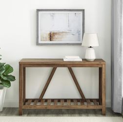 Walker Edison Modern Farmhouse Accent Entryway Table Entry Table Living Room End Table, 52 Inch, Rustic Oak
