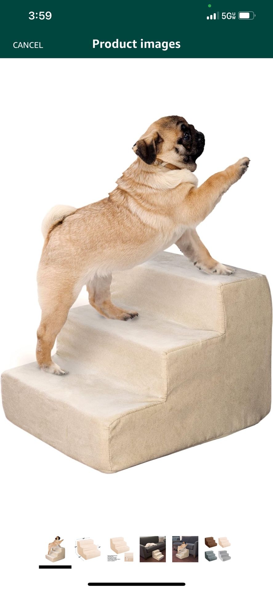 3-Step Pet Stairs - Nonslip Foam Dog and Cat Steps with Removable Zippered Microfiber Cover - 2-Tone Design for Home or Vehicle Use by PETMAKER (Tan)