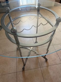 Round Glass Hightop Table with Metal Frame