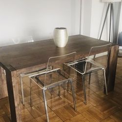 Dinning room chairs clear acrylic Minimalistic CB2 chairs with chrome-plated steel frame