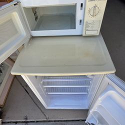 Microwave and Small Fridge