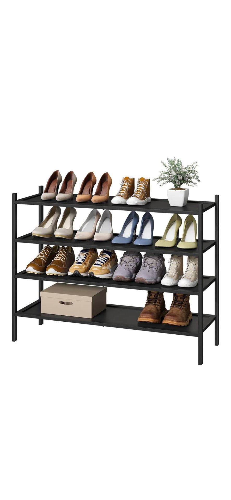 4 Tier Stackable Shoes Rack Shelves Organizer Storage Size Length 33", Width 11", height 25" New condition assembled