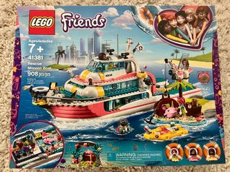 LEGO 41381 Friends Rescue Mission Boat and Lego Island Toy for Kids with Olivia, Andrea and Mia Mini Dolls, Plus Robot and Whale Figures, Sea Life Res