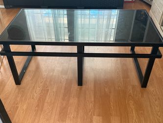Glass Top Coffee Table with Black Metal Frame