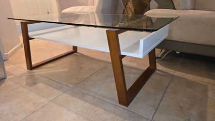 Coffee Table Mid Century Modern White Walnut