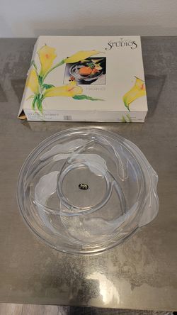 Vintage 14” Crystal Clear Glass Sectioned Platter