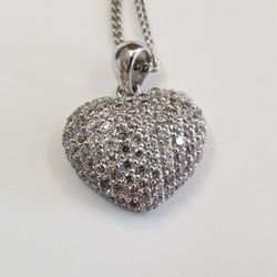 Sterling Silver Pave Puffed Heart