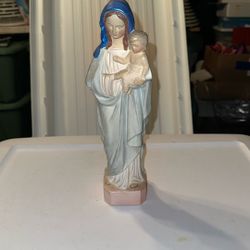 Vintage Virgin Mary Holding Baby Jesus Figurine 