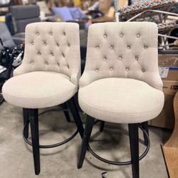 Watson & Whitely Modern Swivel Bar Stools, High Performance Fabric Upholstered Bar Stool with Backrest brown set of 2 $160