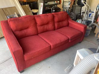 Red Fabric 3-Seat Sofa, 83x36