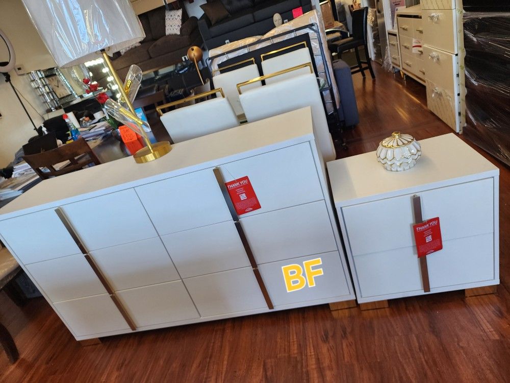 Dresser And Nightstand White Finish, New Especial Price