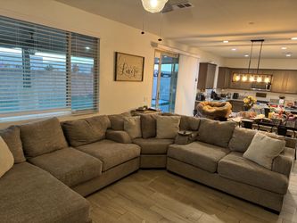 Large Gray Fabric Sectional Sofa