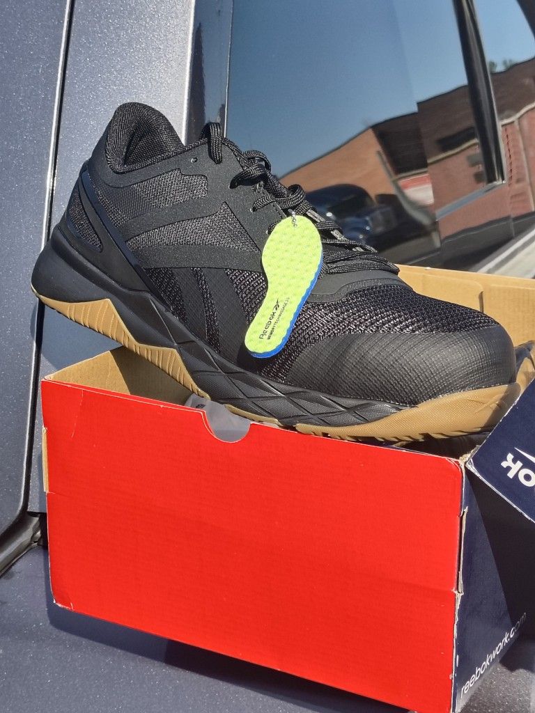 Reebok Nanoflex TR Mens Work Shoes Sz 11 W Black Composite Safety Toe Sneakers