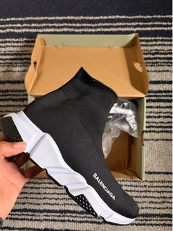 Balenciaga black and white sock size 10
