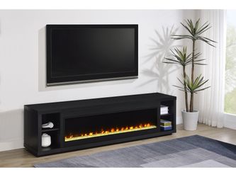 Deiter Black 79-inch TV Stand Fireplace Media Console