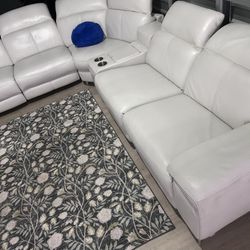 SECTIONAL GENUINE LEATHER RECLINER ELECTRIC WHITE COLOR.. ✅💥🚛DELIVERY SERVICE AVAILABLE 💥✅🚛