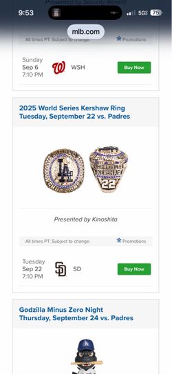 2025 World Series Kershaw Ring