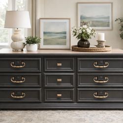 Black Statement, Dresser Solid Wood Modern Luxe Refinished