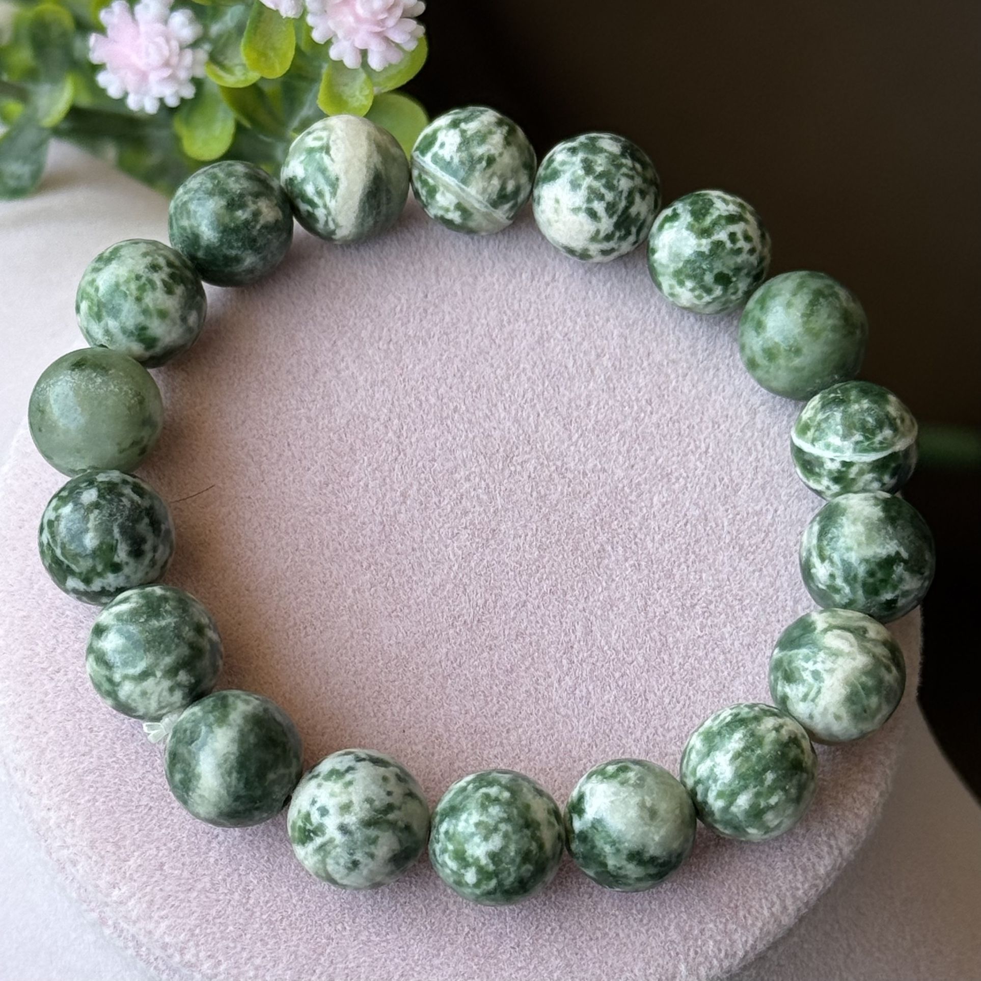 10mm Green Spot Jasper Bracelet 