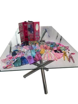 Assorted Barbie Doll Dresses, Accessories Mix, wardrobe closet over 60 pieces