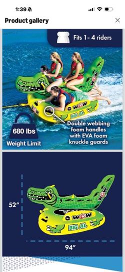 Wow sports alligator tube 1-4 person