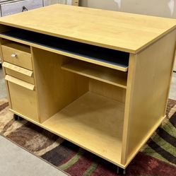 IKEA 3 Drawer Computer Desk Natural Wood Tone 39in. 