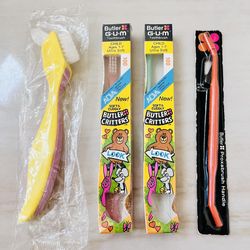 Lot of 4 Butler Gum Denture Brush& Child Ultra Soft Toothbrush&Proxabrush Handle