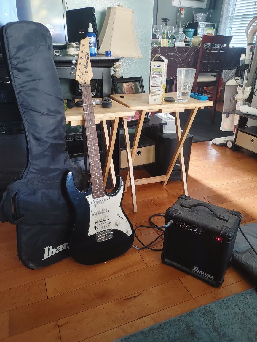 Ibanez guitar and amp
