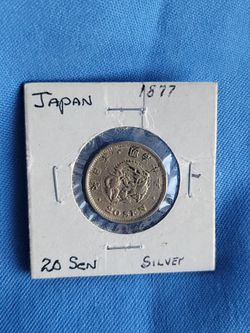 Japan 20 Sen, Silver 150 yrs old, Rare Beautiful Coin!