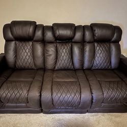 3-Pc. Dark Brown Leather Sofa with 2 Power Motion Chairs