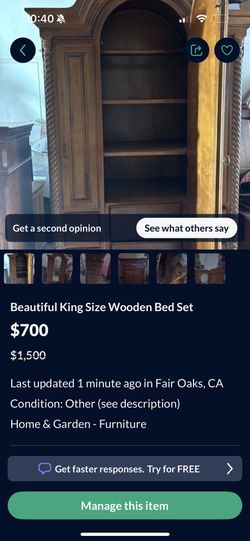 Vintage Real Wood King Size Entire Bedroom Set 