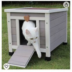Cat House Outside, Weatherproof Rabbit Hutch Small, Wooden Small Pet House and Habitats 2025-Grey