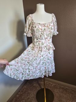 EXLURA Summer Dress Floral Ruffle Tiered Large