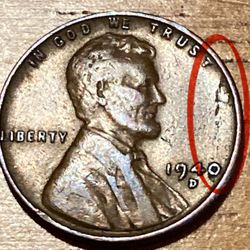 1940D Wheat Cent With Mint Lamination Error 