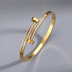 Unisex Simple Style Solid Color Titanium Steel Zircon Bangle Fashion Jewelry