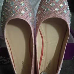 Forever Coral Ballet Flats With Rhinestones Size 8.5 And 7.5