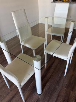 Glass Dining Table Set W/ 4 Chairs