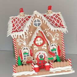 Gingerbread House Christmas Candyland Gumdrops Peppermints Light Up Decor 