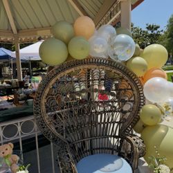 Grand High Back Wicker Tan Peacock Chair 